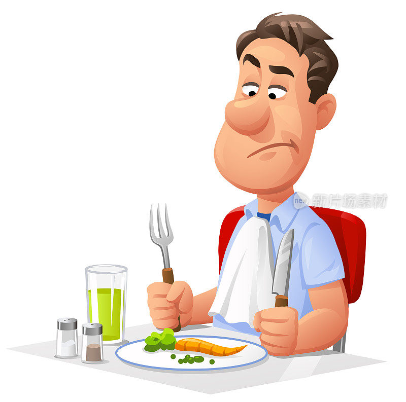 Dieting Man Eating Vegetables